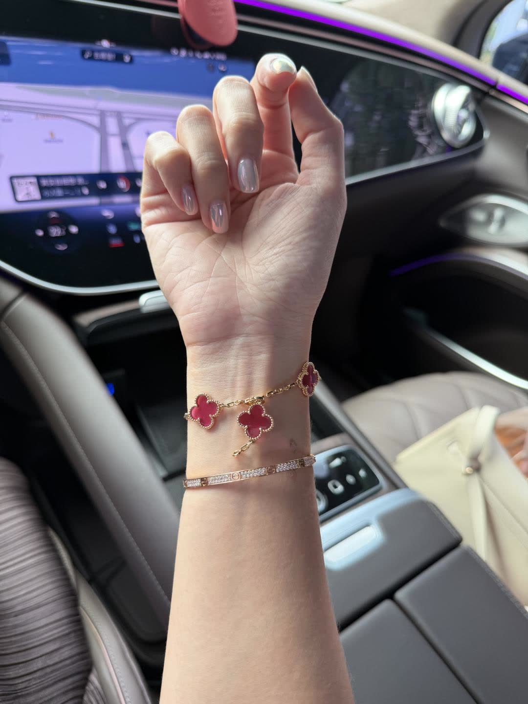 Van Cleef & Arpels Alhambra Pink Enamel Gold Bracelet